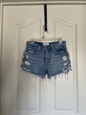 pistola Light Blue Distressed Denim Cutoff Shorts